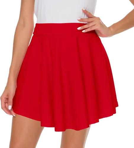 Vista 6 de Afibi - Falda estilo skater corta, acampanada y plisada con estilo informal y cintura elástica