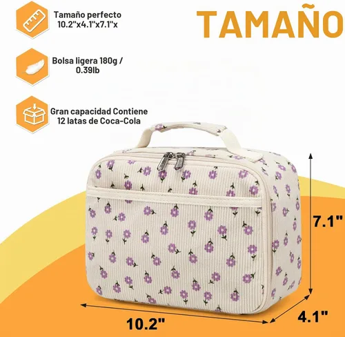 Vista 6 de CAMTOP Lonchera con aislamiento para niños, pequeña hielera térmica para comidas y pícnics escolares (fresa)