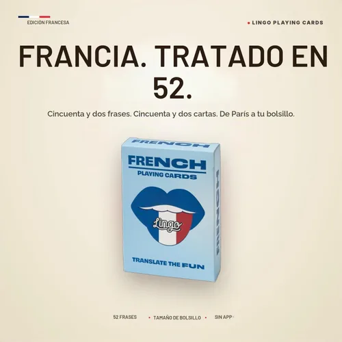 Vista 5 de Lingo French Playing Cards Regalo de la herencia francesa Amantes de la cultura y noche de juegos familiares 52 frases para viajes, fiestas