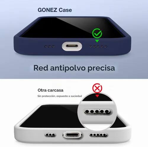 Vista 5 de GONEZ Funda magnética para iPhone 14, compatible con Magsafe, con protector de pantalla + protector de cámara, forro de microfibra antiarañazos Azul