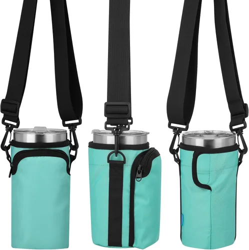 Vista 4 de Xxerciz Bolsa de transporte para botella de agua para vaso Yeti Rambler de 30 onzas, soporte para botella de agua con correa ajustable, bolsa