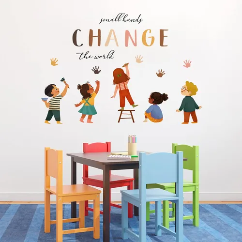 Vista 5 de Mfault Calcomanías de pared con diseño de manos pequeñas que cambian el Lectura