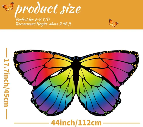 Vista 7 de Creatoy Fairy Butterfly-Wings-Costume for Girls Boys Monarch Butterfly Pretend Play Birthday Gifts Party Favors