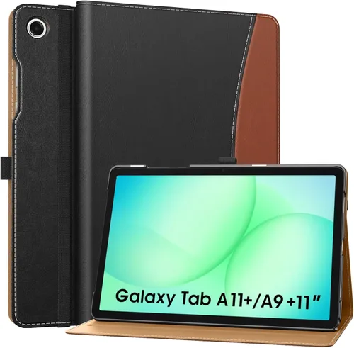 Vista 8 de MoKo Funda para Samsung Galaxy Tab A11+/ A11 Plus/ A9+/ A9 Plus de 11 pulgadas 2026/2024, piel sintética multiángulo con correa de mano, bolsillo