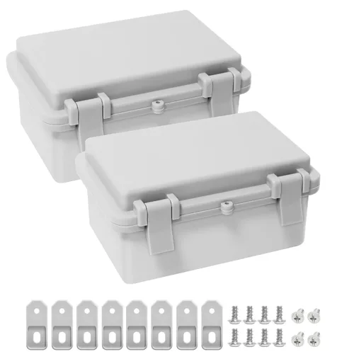 Vista 17 de Caja de conexiones de plástico ABS, IP65 resistente al agua y al polvo, recinto eléctrico universal, carcasa con bisagras para uso en interiores