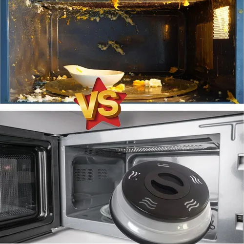 Vista 3 de Tapa para microondas con ventilación contra salpicaduras para alimentos, protector contra salpicaduras y colador, utensilio de cocina para frutas