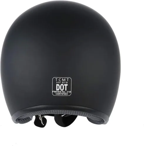 Vista 4 de TCMT Adult Motorcycle 3/4 Open Face Helmet with Visor Cafe Racer Cruiser DOT Approved Negro mate-A