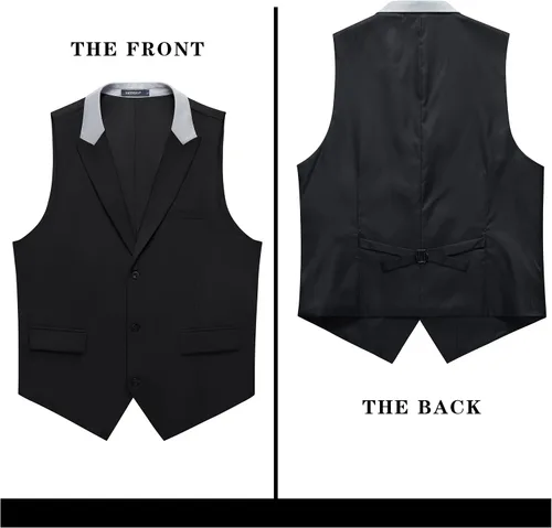 Vista 4 de HISDERN Men's Suit Vest Formal Dress Waistcoat Business Vest Casual Wedding Tuxedo With Pockets V-Neck for Suit Vests