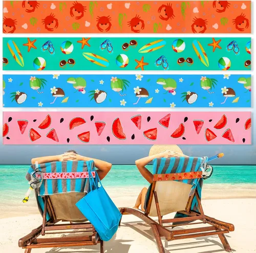 Vista 26 de Boao 4 paquetes de bandas de toalla para silla de playa, esenciales para piscina y crucero, elásticas y resistentes al viento, clips para toallas