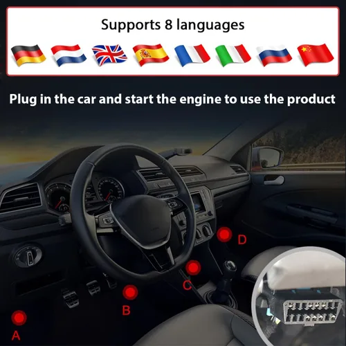 Vista 6 de Escáner OBD2 con probador de batería, herramienta de diagnóstico de automóvil para verificar la luz del motor y limpiar códigos de error, lector