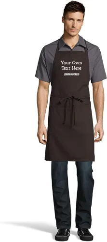 Vista 15 de Delantal personalizado con texto en inglés "Add a name", diseño bordado, unisex, extra largos, delantales para adultos, 23 pulgadas de ancho x 34