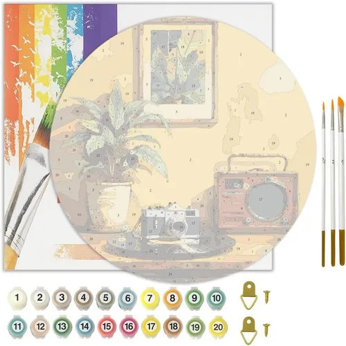 Vista 3 de TAOPAOLAB Kit de pintura de radio retro por números para adultos en tablero de madera, kit de pintura de madera vintage para radio y cámara, 12