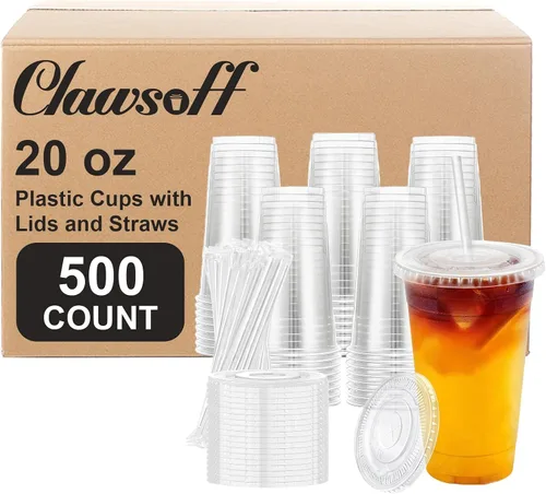 Vista 10 de Clawsoff Paquete de 100 vasos desechables de plástico transparente de 20