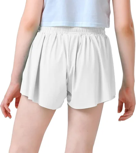 Vista 4 de Pantalones cortos fluidos de mariposa para niñas, pantalones cortos deportivos para niños pequeños, faldas de tenis 2 en 1, pantalones cortos