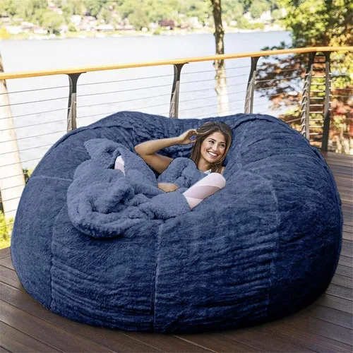 Vista 23 de Funda para silla tipo puf de piel gigante para niños y adultos, (sin relleno), muebles de sala de estar, grande, redondo, suave, esponjoso, de piel