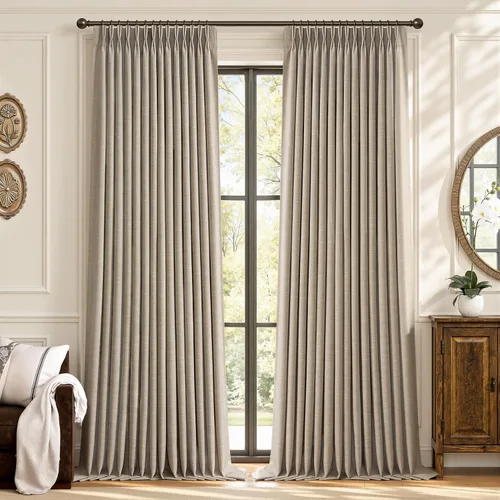 Vista 25 de Topfinel - Cortinas opacas plisadas de 96 pulgadas para dormitorio, 2 paneles Natural