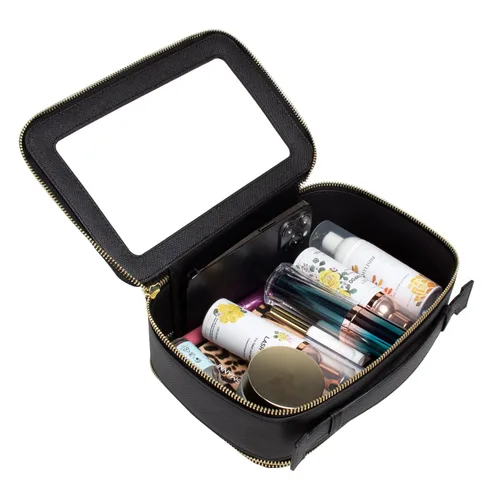 Vista 7 de LETGO Bolsas de maquillaje transparentes, bolsa de aseo aprobada por la TSA con cremallera, organizador de maquillaje transparente para artículos
