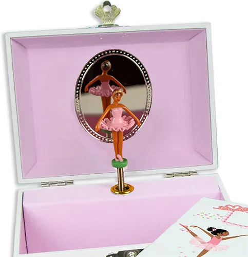 Vista 2 de MyBambino Joyero musical de bailarina afroamericana personalizada con mariposas acuáticas afroamericanas