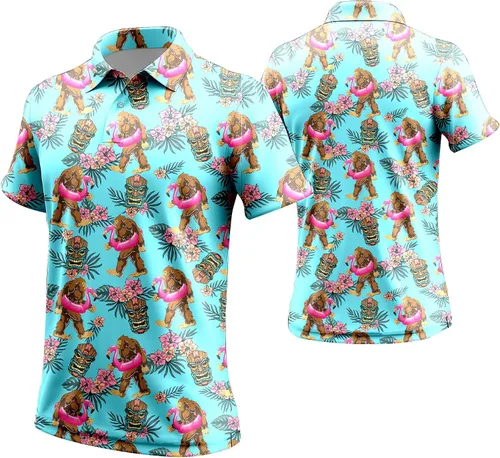 Vista 40 de Camisa de golf de los años 80 para hombre, ajuste seco, manga corta, estampada, divertidas, camisas de golf de los años 90 para hombre
