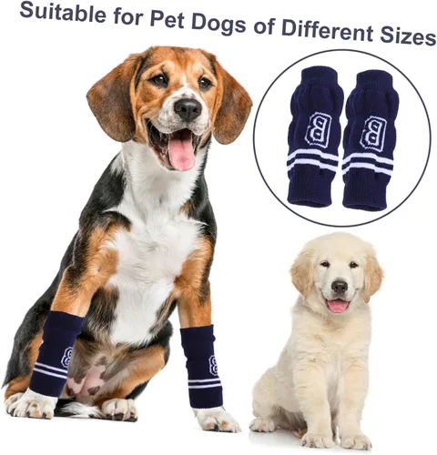 Vista 3 de 4 piezas calentadores de piernas de perro, mangas protectoras de codo, calcetines de punto duraderos para perros, protección integral para codos