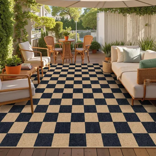 Vista 10 de Lahome Alfombra de yute a cuadros fácil 2'x3', alfombra pequeña para entrada, antideslizante, alfombra para la puerta delantera de la cocina