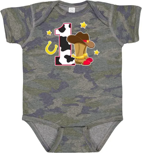 Vista 6 de inktastic Body de bebé de vaquero para cumpleaños de 1 año con botas de vaquero