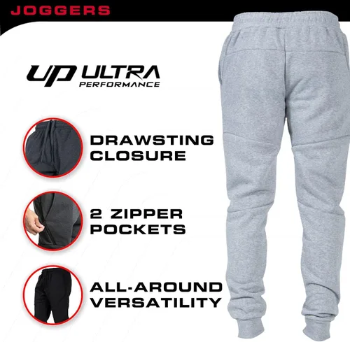 Vista 5 de Ultra Performance 3 Pack Fleece Active Tech Joggers for Men, Mens Sweatpants with Zipper Pockets