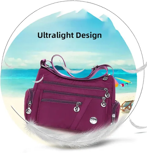 Vista 2 de Mudono Bolso cruzado para mujer, de nailon, amplio y de gran capacidad, bolso de viaje ligero