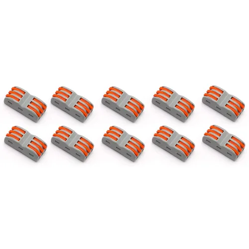 Vista 3 de x xotic tech 10 conectores de cable de palanca de empuje de 3 en 3 salidas, conectores compactos de cable de empuje de 3 circuitos, cables de 28 a