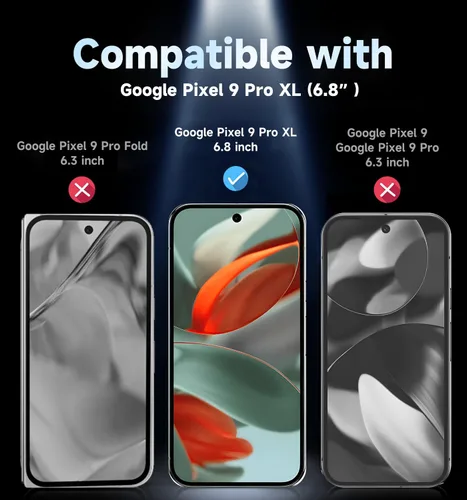 Vista 2 de MAGIC JOHN Paquete de 2 protectores de pantalla de vidrio templado para Google Pixel 9 Pro XL, eliminación automática de polvo, sin burbujas