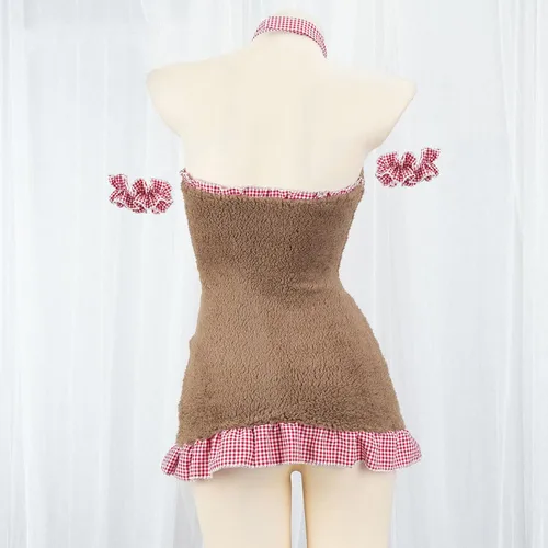Vista 4 de JasmyGirls Lencería de anime, disfraz de oso sexy, disfraz de sirvienta kawaii, vestido de lolita peluda, ropa interior japonesa, pijama de conej