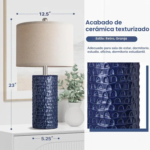 Vista 3 de PARTPHONER Juego de 2 lámparas de mesa de cerámica modernas de 23 pulgadas, lámparas de mesa para sala de estar, lámparas de noche rústicas