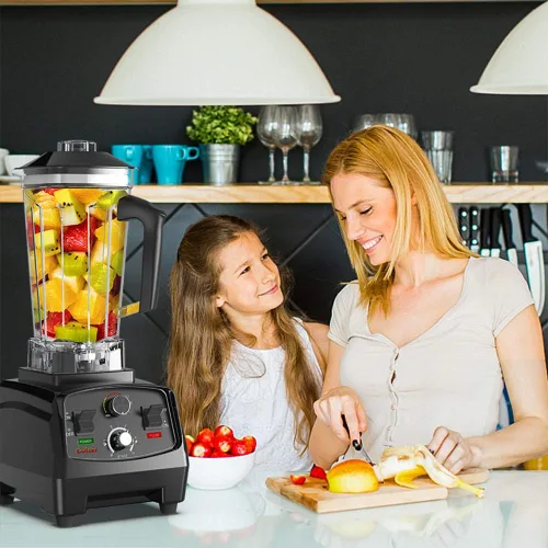 Vista 7 de Licuadora profesional para encimera con base de 2200 vatios, licuadora de batidos y batidos, temporizador incorporado, alta potencia con tarro de 2 L