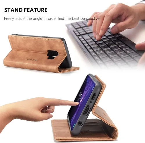 Vista 3 de Funda de cuero estilo cartera vintage para Samsung S