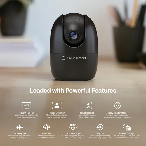 Vista 2 de Amcrest Cámara WiFi 1080P para interiores, cámara de niñera, cámara para perros, monitor de sonido y bebé, detección de personas y mascotas