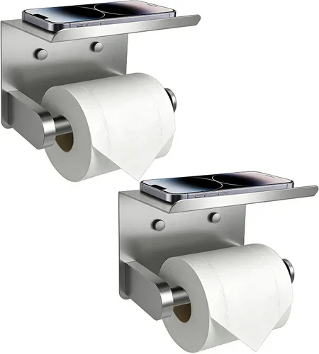 Vista 11 de SetSail Portarrollos de papel higiénico con adhesivo para estantes o espejo cromado