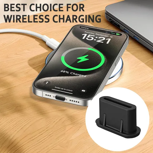Vista 5 de Enchufe de polvo USB C, cubierta de puerto de carga tipo C de silicona cubierta de enchufe USB C 20 Pack USB C Cover Protect Charging Ports Clean