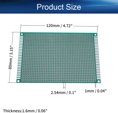 Vista 2 de Heyiarbeit Placa PCB de doble cara de 3.1x4.7 in, estañada a través de agujeros, circuito impreso universal, placa de proto para soldadura de 1pcs