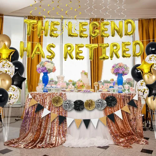 Vista 5 de Decoraciones de fiesta de jubilación para mujeres, decoraciones de feliz jubilación para hombres, globos de jubilación, globos de la leyenda ha