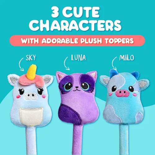 Vista 4 de BUNMO, Squishy Scribblers - Bolígrafos geniales, bonitos, Kawaii, esponjosos, para niños, niñas y adolescentes