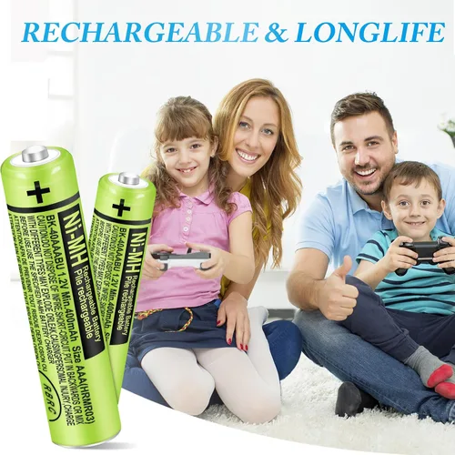 Vista 2 de Paquete de 8 baterías recargables NI-MH 1.2V 400mAh AAA para Panasonic