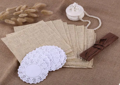 Vista 4 de DECORA - Tapones redondos de papel de encaje blanco de 3.5 pulgadas para decoración de vajilla de boda, paquete de 100