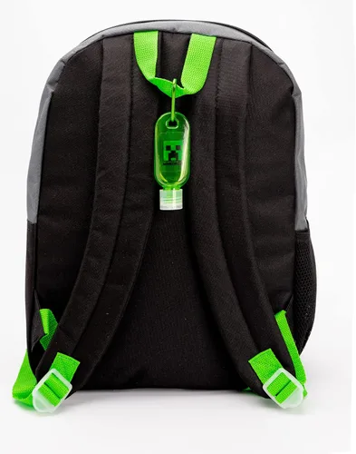 Vista 6 de Minecraft Mochila para niños de 5 piezas Creeper Zombie School Lunch Bag Gamer, Negro