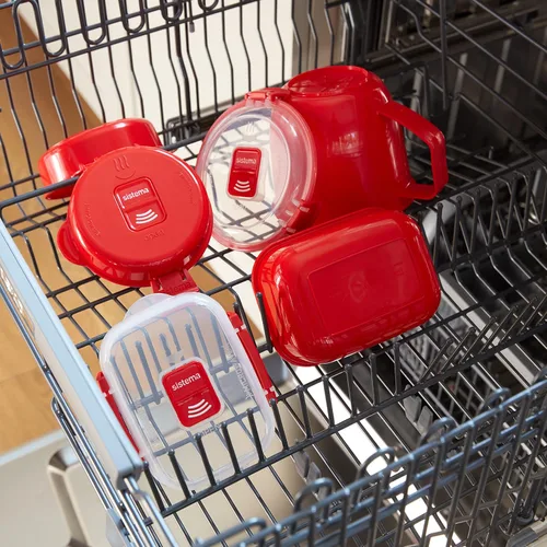 Vista 7 de Sistema 1117 Utensilio de cocina para cocinar huevos de manera fácil en el microondas, color rojo