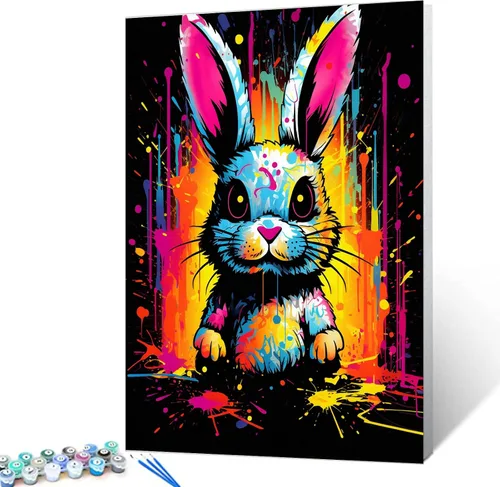 Vista 12 de Tucocoo Kit de pintura por números de lobo colorido, lienzo de 16 x 20 pulgadas, pintura al óleo digital para adultos con pinceles y pigmento Obras