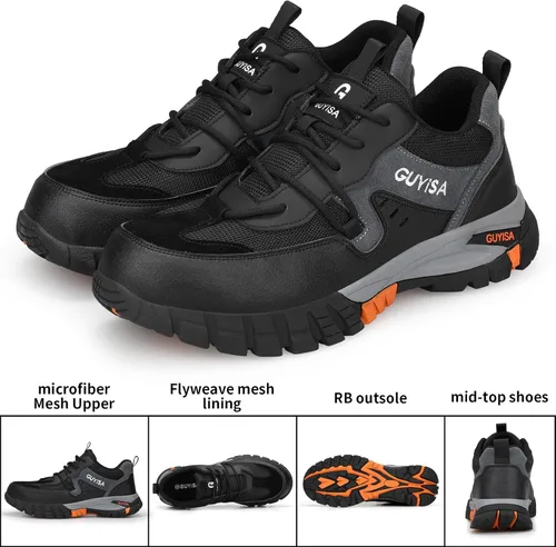 Vista 8 de GLANOUDUN Steel Toe Shoes for Men Outdoor Men's Work Sneakers Comfort Safety Toe Working Shoes for Men Indestructible Industrial Construction Shoes