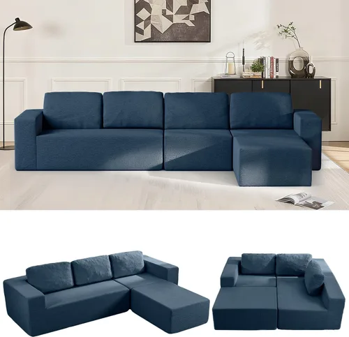 Vista 9 de Furnify Sofá modular tapizado de espuma de 30", Sofá de piso tapizado con almohada, Silla puf para dormitorio y sala de estar, No requiere