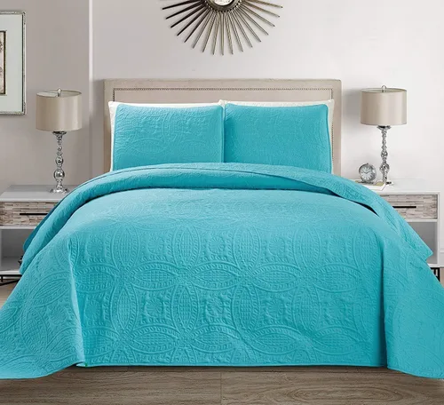 Vista 9 de Fancy Collection Solid # Austin - Juego de colcha, cubrecama, estampado en relieve.