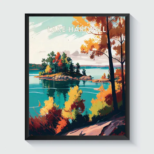 Vista 32 de Yellowstone Lake - Póster impreso artístico, ilustración, arte de pared, decoración de paisaje retro, paisaje, obra de arte para decoración de Lago