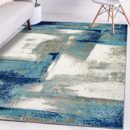Vista 9 de LUXE WEAVERS Lagos Collection 7558 - Alfombra abstracta azul claro de 6 x 9 pies